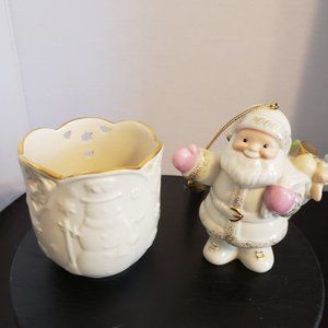 Lenox 2000 Christmas Santa and candle holder